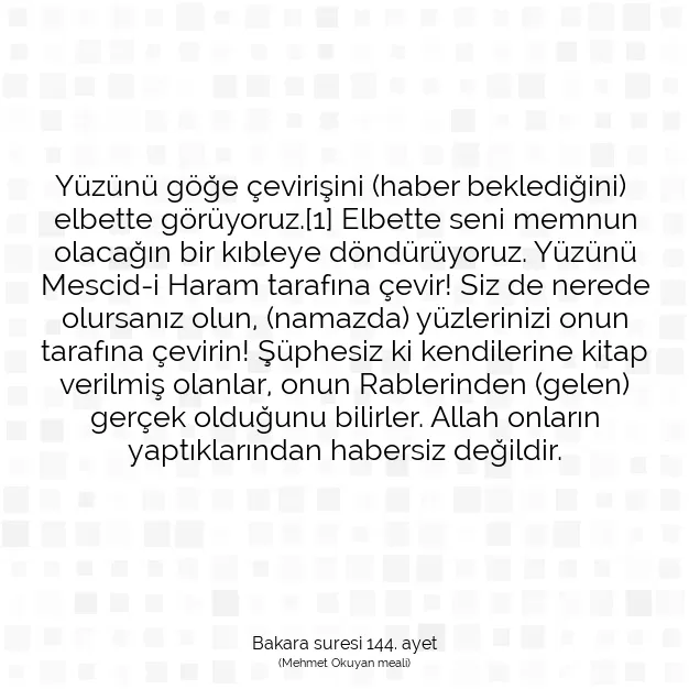 Ayetbul | Kuran Mealleri | Quran | Bakara suresi 144. ayet