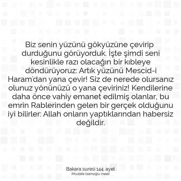 Ayetbul | Kuran Mealleri | Quran | Bakara suresi 144. ayet