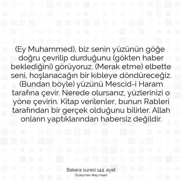 Ayetbul | Kuran Mealleri | Quran | Bakara suresi 144. ayet