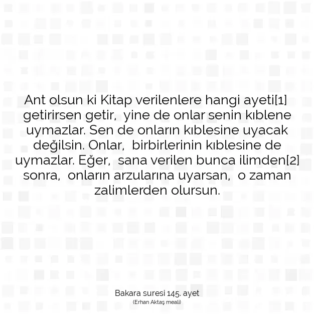 Ayetbul | Kuran Mealleri | Quran | Bakara suresi 145. ayet