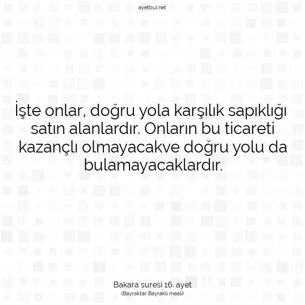 Ayetbul | Kuran Mealleri | Quran | Bakara suresi 16. ayet