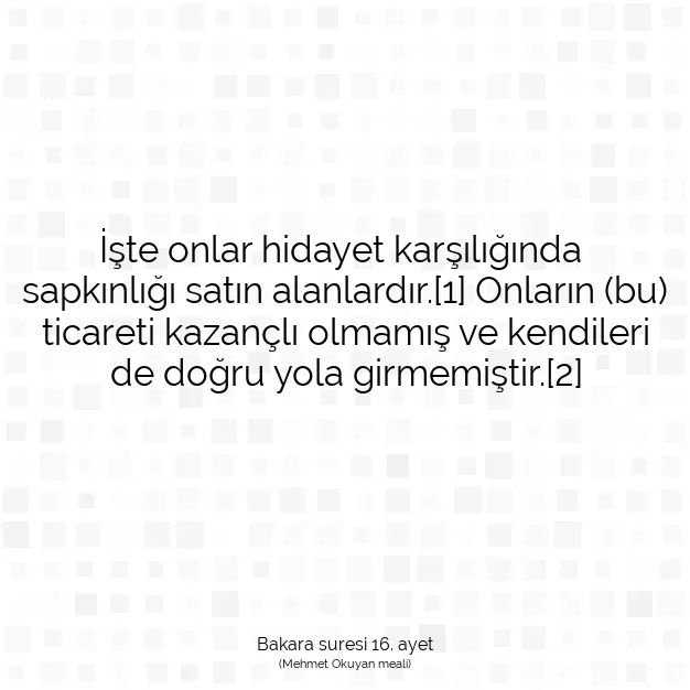 Ayetbul | Kuran Mealleri | Quran | Bakara suresi 16. ayet