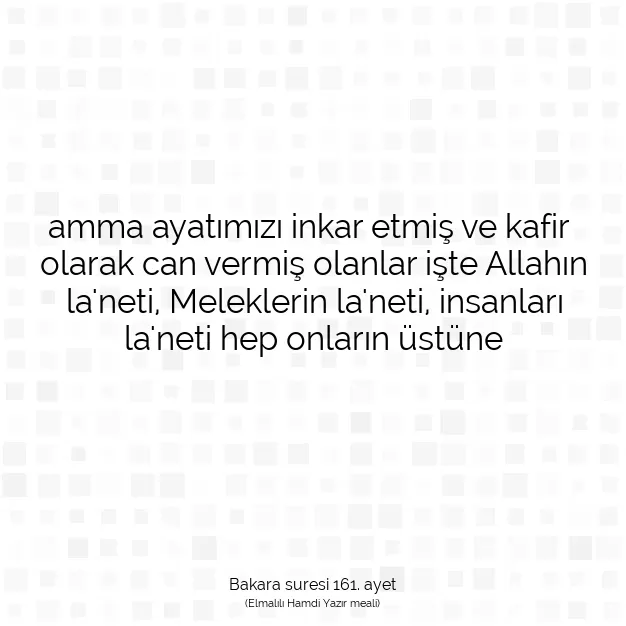 Ayetbul | Kuran Mealleri | Quran | Bakara suresi 161. ayet