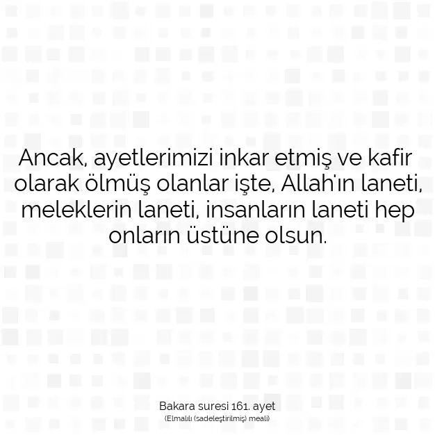 Ayetbul | Kuran Mealleri | Quran | Bakara suresi 161. ayet