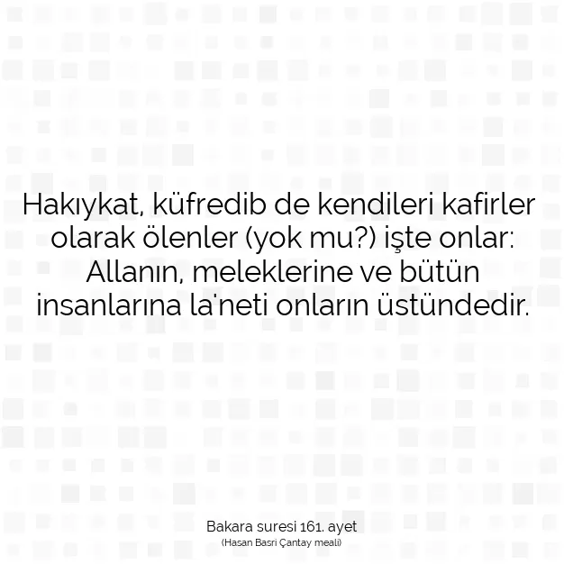 Ayetbul | Kuran Mealleri | Quran | Bakara suresi 161. ayet