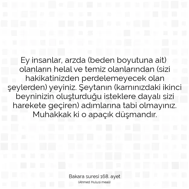 Ayetbul | Kuran Mealleri | Quran | Bakara suresi 168. ayet