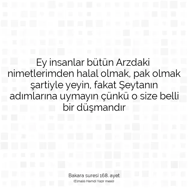 Ayetbul | Kuran Mealleri | Quran | Bakara suresi 168. ayet