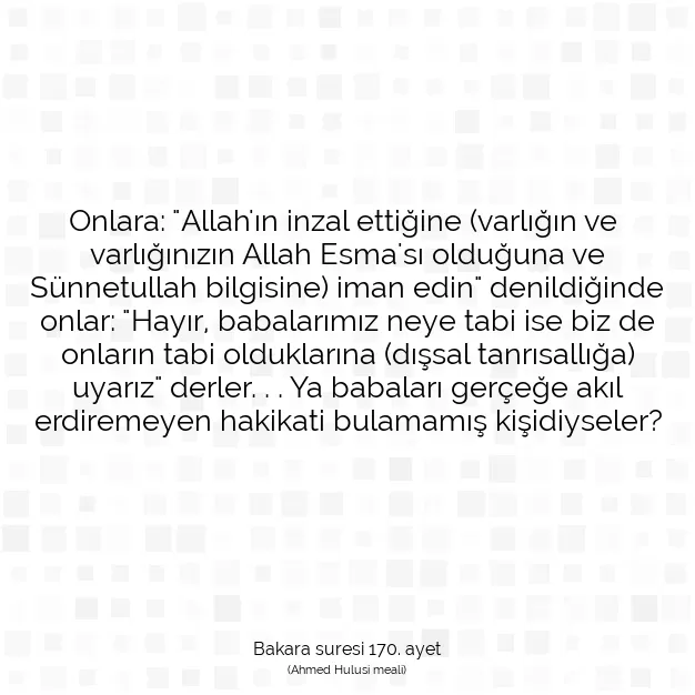 Ayetbul | Kuran Mealleri | Quran | Bakara suresi 170. ayet