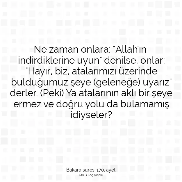 Ayetbul | Kuran Mealleri | Quran | Bakara suresi 170. ayet