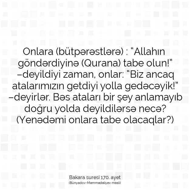 Ayetbul | Kuran Mealleri | Quran | Bakara suresi 170. ayet