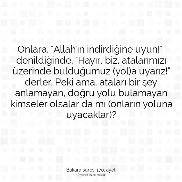 Ayetbul | Kuran Mealleri | Quran | Bakara suresi 170. ayet