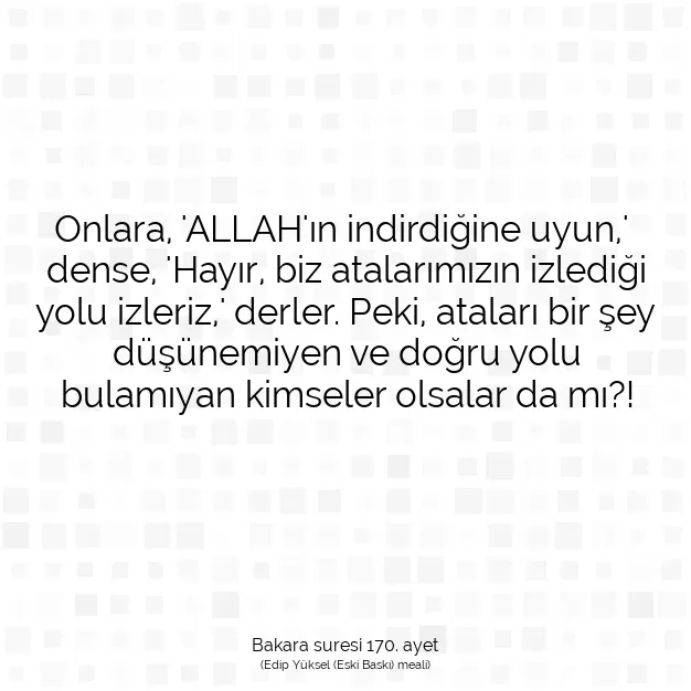 Ayetbul | Kuran Mealleri | Quran | Bakara suresi 170. ayet