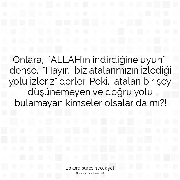 Ayetbul | Kuran Mealleri | Quran | Bakara suresi 170. ayet