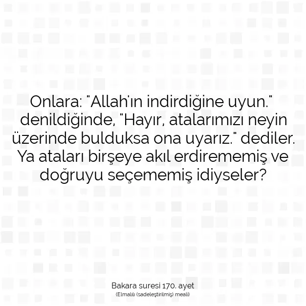 Ayetbul | Kuran Mealleri | Quran | Bakara suresi 170. ayet