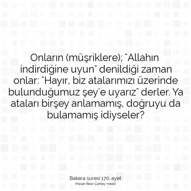 Ayetbul | Kuran Mealleri | Quran | Bakara suresi 170. ayet