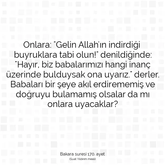 Ayetbul | Kuran Mealleri | Quran | Bakara suresi 170. ayet