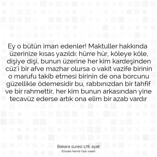 Ayetbul | Kuran Mealleri | Quran | Bakara suresi 178. ayet