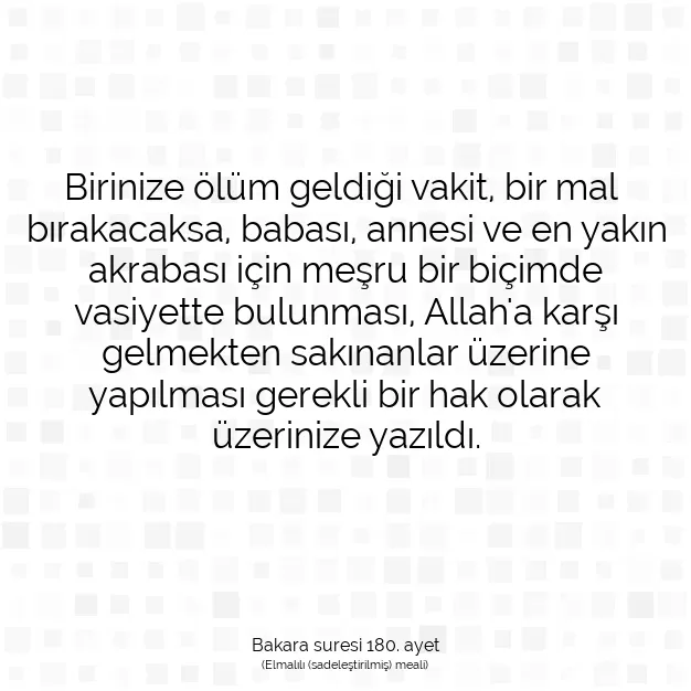 Ayetbul | Kuran Mealleri | Quran | Bakara suresi 180. ayet