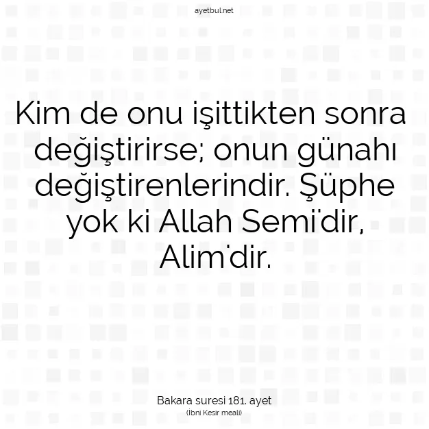 Ayetbul | Kuran Mealleri | Quran | Bakara suresi 181. ayet