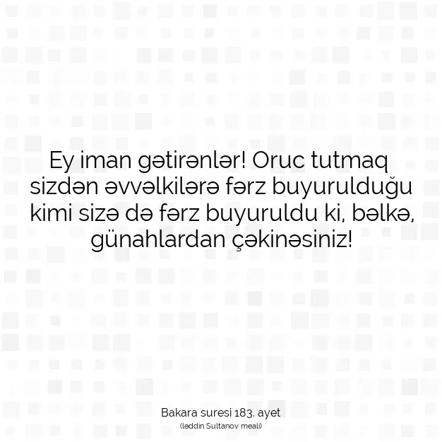 Ayetbul | Kuran Mealleri | Quran | Bakara suresi 183. ayet