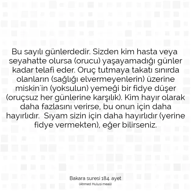 Ayetbul | Kuran Mealleri | Quran | Bakara suresi 184. ayet