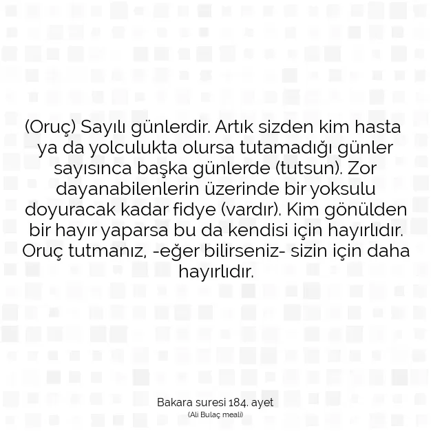 Ayetbul | Kuran Mealleri | Quran | Bakara suresi 184. ayet