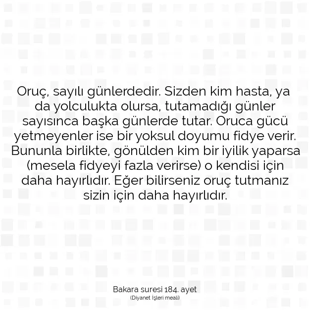 Ayetbul | Kuran Mealleri | Quran | Bakara suresi 184. ayet