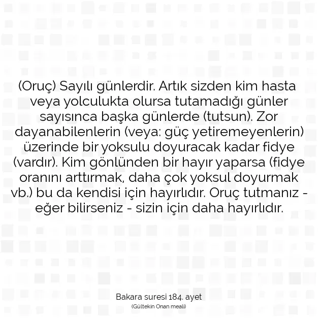 Ayetbul | Kuran Mealleri | Quran | Bakara suresi 184. ayet