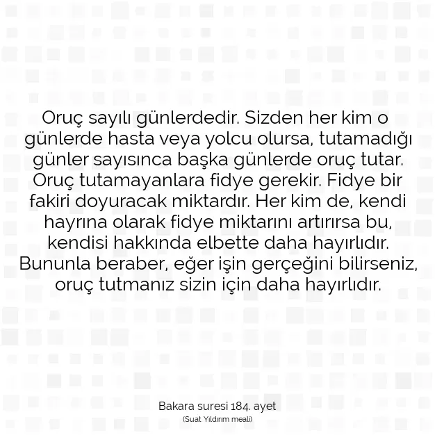 Ayetbul | Kuran Mealleri | Quran | Bakara suresi 184. ayet