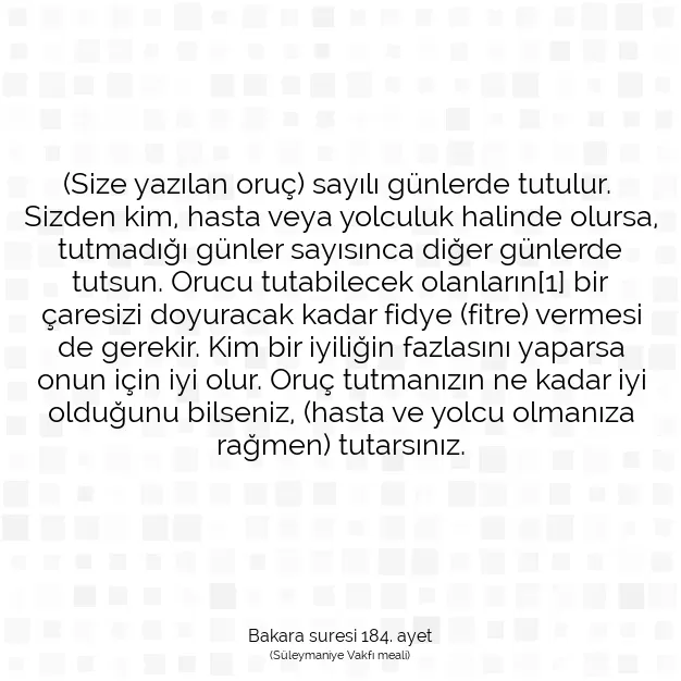 Ayetbul | Kuran Mealleri | Quran | Bakara suresi 184. ayet