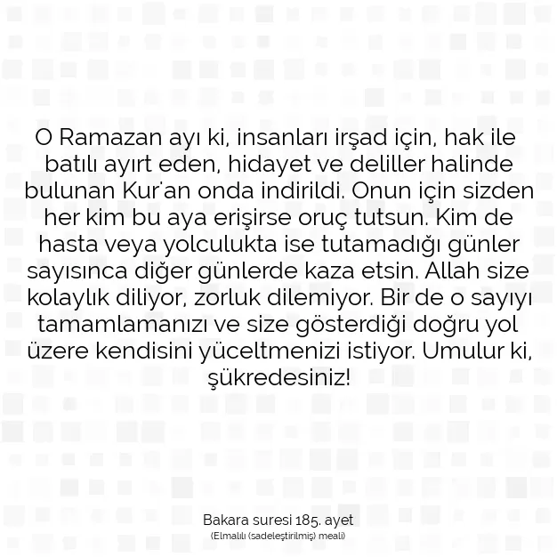 Ayetbul | Kuran Mealleri | Quran | Bakara suresi 185. ayet