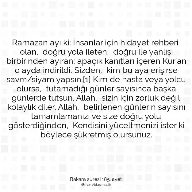 Ayetbul | Kuran Mealleri | Quran | Bakara suresi 185. ayet