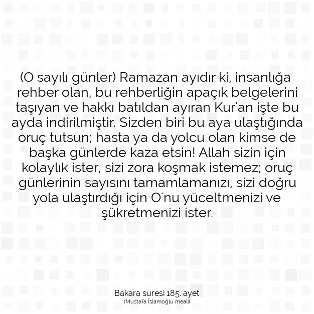 Ayetbul | Kuran Mealleri | Quran | Bakara suresi 185. ayet