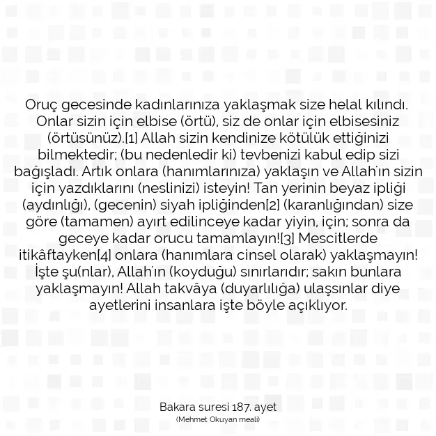 Ayetbul | Kuran Mealleri | Quran | Bakara suresi 187. ayet