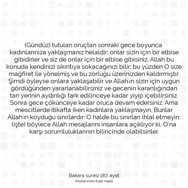 Ayetbul | Kuran Mealleri | Quran | Bakara suresi 187. ayet