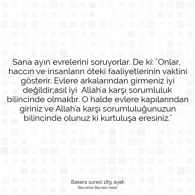 Ayetbul | Kuran Mealleri | Quran | Bakara suresi 189. ayet