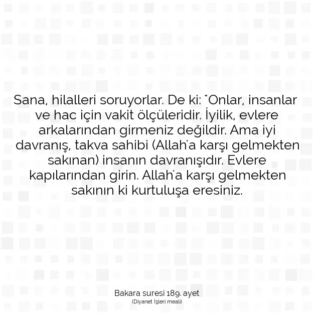 Ayetbul | Kuran Mealleri | Quran | Bakara suresi 189. ayet