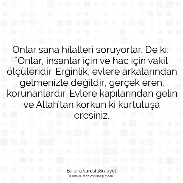 Ayetbul | Kuran Mealleri | Quran | Bakara suresi 189. ayet