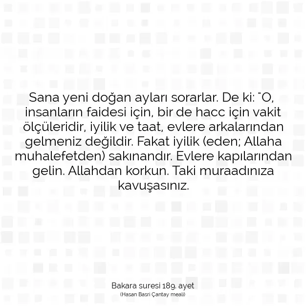 Ayetbul | Kuran Mealleri | Quran | Bakara suresi 189. ayet