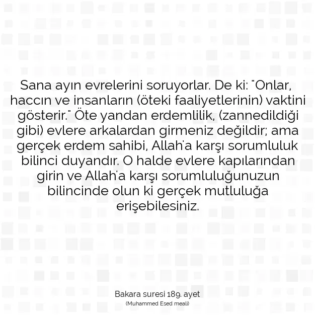 Ayetbul | Kuran Mealleri | Quran | Bakara suresi 189. ayet