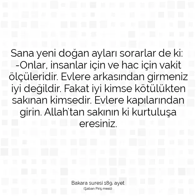 Ayetbul | Kuran Mealleri | Quran | Bakara suresi 189. ayet