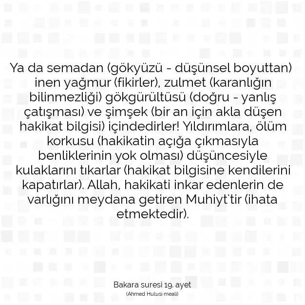 Ayetbul | Kuran Mealleri | Quran | Bakara suresi 19. ayet