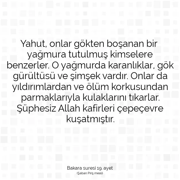 Ayetbul | Kuran Mealleri | Quran | Bakara suresi 19. ayet