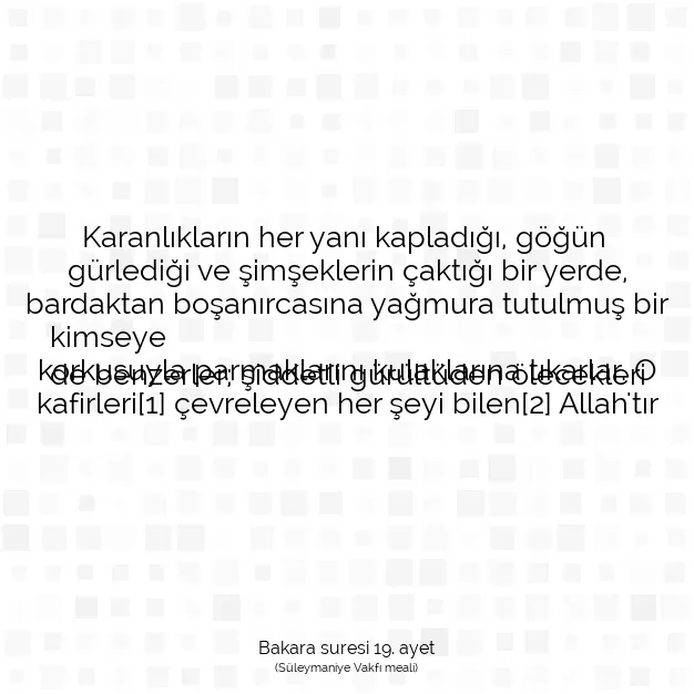 Ayetbul | Kuran Mealleri | Quran | Bakara suresi 19. ayet