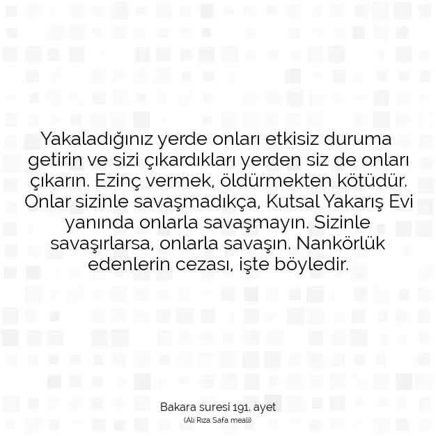 Ayetbul | Kuran Mealleri | Quran | Bakara suresi 191. ayet