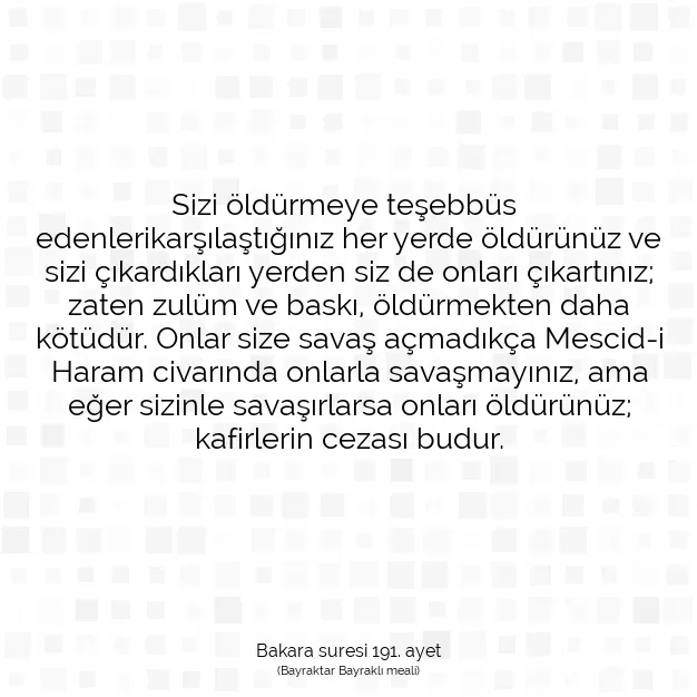 Ayetbul | Kuran Mealleri | Quran | Bakara suresi 191. ayet