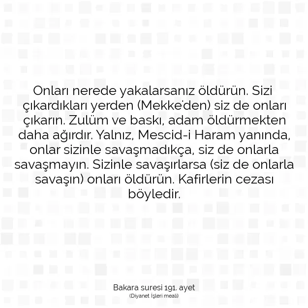 Ayetbul | Kuran Mealleri | Quran | Bakara suresi 191. ayet