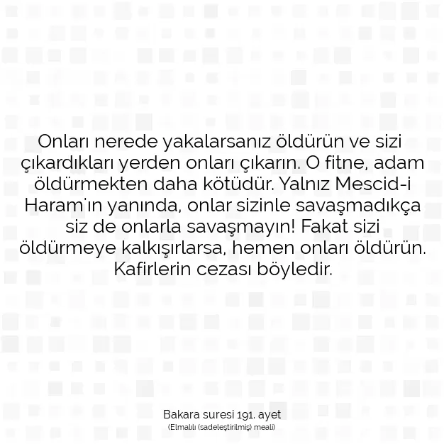 Ayetbul | Kuran Mealleri | Quran | Bakara suresi 191. ayet