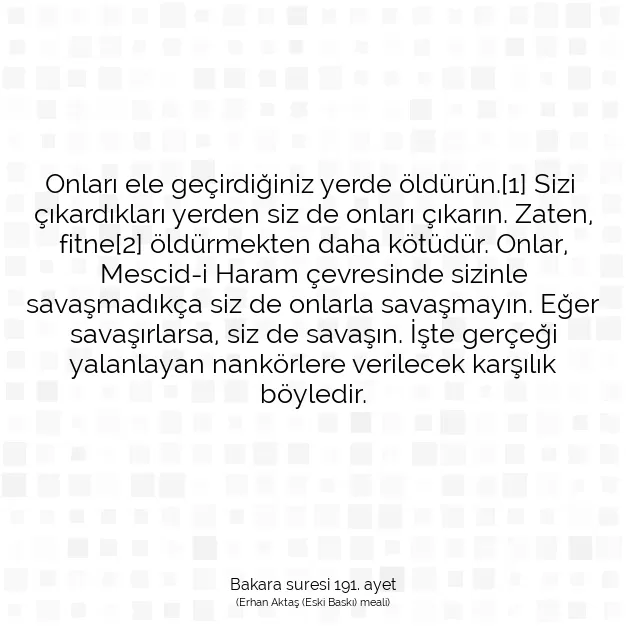 Ayetbul | Kuran Mealleri | Quran | Bakara suresi 191. ayet