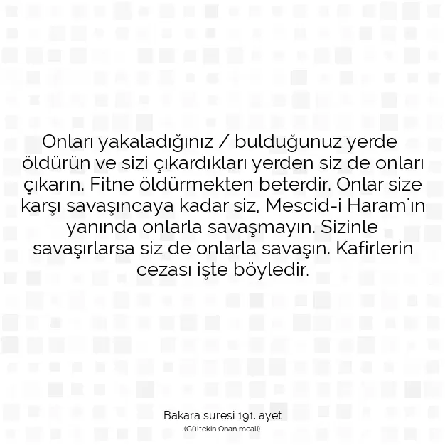 Ayetbul | Kuran Mealleri | Quran | Bakara suresi 191. ayet